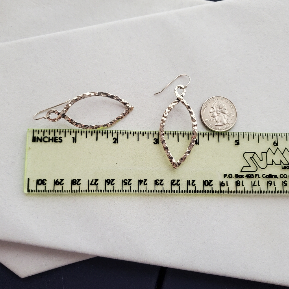 Or Paz PZ Sterling Hammered Marquise-Shaped Earrings Like-New Condition - Picture 10 of 11